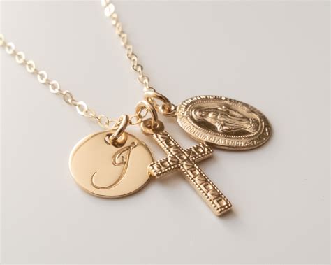 Free shipping. . Miraculous medal necklace with cross